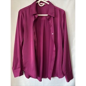 Maurices Maroon‎ Button Up Blouse Womens Size S Long Sleeve Collared Lightweight